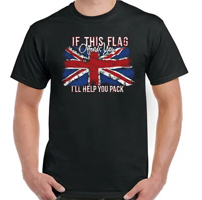 Union Jack T-Shirt Flag Offends Mens St Georges Day Great Britain England GB Top • £13.94