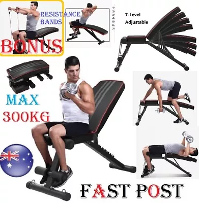 Dumbbell Adjustable Weight Bench Press Bench Fitness Incline Sit Up Gym Flat • $85