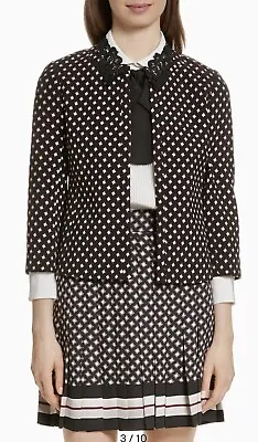 NWT $348 Kate Spade Black Diamond Jacquard Jacket Open Blazer Workwear Size 0 • $214.99