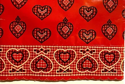 VTG 1950s Royledge Shelf Lining Paper Red Heart Valentine Scalloped 15ft X 13ft • $34.99