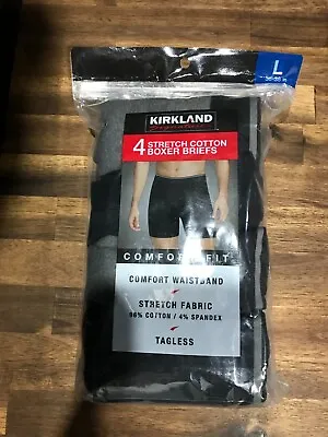 Kirkland Signature Men’s Boxer Briefs Underwear 4 Pack Large (2 Gray 2 Black) • $10