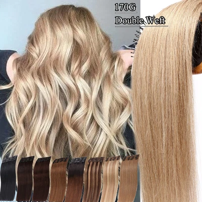 £129.32 • Buy Extra Thick Clip In Remy Hair Extensions 100% Real Human Hair Double Weft Blonde