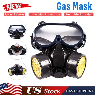 Half Face Gas Mask Facepiece Spray Painting Respirator Safety For 6200 W/ Goggle • $9.49