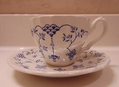 Myott Finlandia Blue White Fluted Tea Cup And Saucer Made In England • $9.85