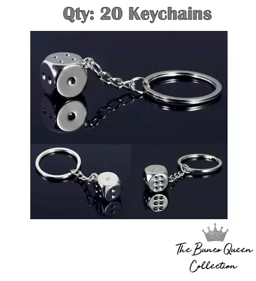 Qty 20 Metal Dice Keychains Bunco Party Favor Casino Keychain Bulk Dice Keychain • $33.69