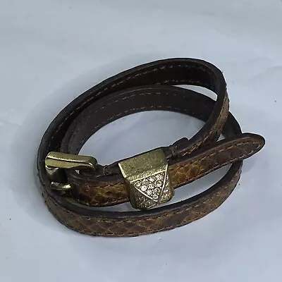 Vintage MICHAEL KORS Bracelet Gold Tone Leather Wrap Around Bracelet See Desc • $11.89