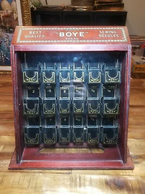 Vintage Early 1900s Boye Sewing Needles Cabinet Store Display Case  • $298
