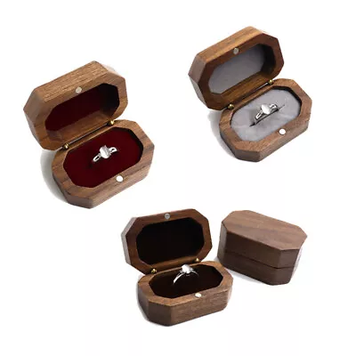 Vintage Walnut Wood Ring Box Jewelry Display Storage Holder Engagement Wedding • $7.91