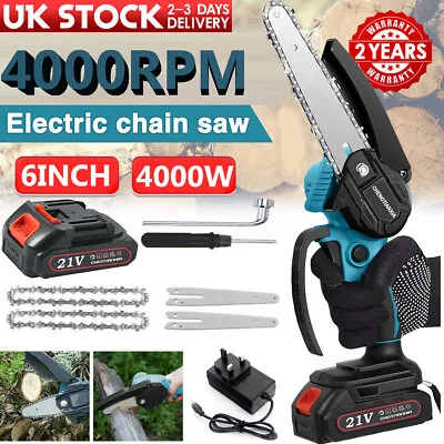 21V Cordless Chainsaw 6'' 4000W Electric One-Hand Saw Wood Cutter For Makita • £25.99