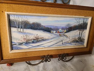 Vintage New Bedford MA Artist Leo Amaral Oil Painting Signed- Winter Village • $299