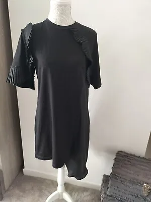 £6.99 • Buy Ladies ASOS Ruffle Sleeve Asymmetrical Short Black Dress Size 10