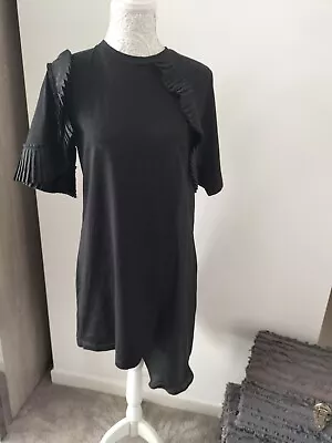 £6.99 • Buy Ladies ASOS Ruffle Sleeve Asymmetrical Short Black Dress Size 10