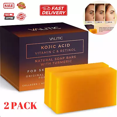 Kojic Acid Vitamin C And Retinol Soap Bars With Turmeric For Dark Spot - Origina • $25.12