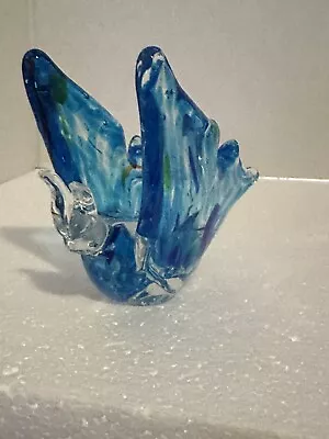 Stunning Art Blown Glass  Blue Butterfly Murano Style Figurine • $24.99