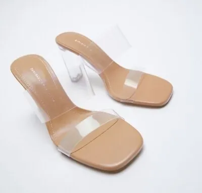 Zara Basic Collection Clear Transparent Acrylic Heels Slip On Women’s Size 7.5 • $31.99