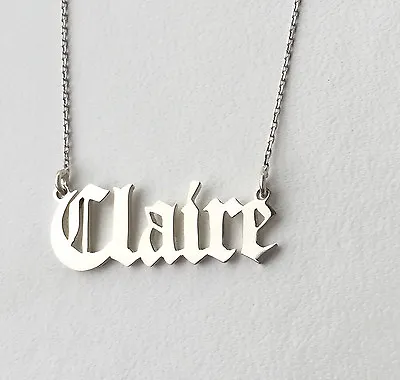 Personalised Old English Font Gothic Name Necklace 925 Sterling SilverHANDMADE • £24.99