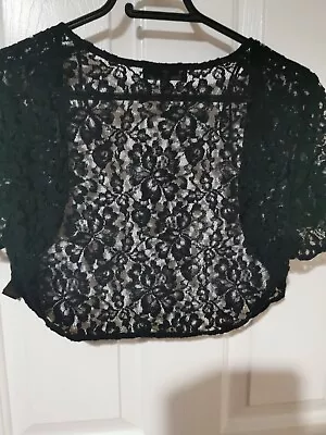 £9.99 • Buy DEBUT Black Lace Bolero, Wedding, Summer Party, Would Fit UK 10-12 Large
