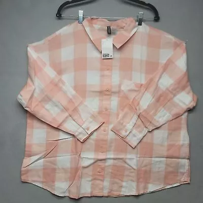 NWT Divided By H&M Womens Multicolor Plaid Spread Collar Button Up Shirt Size L • $19.99