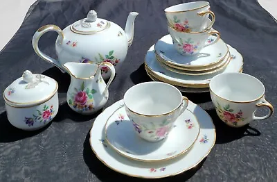 Vtg OSCAR SCHALLER WINTERLING Bavaria Germany  Meissen Gardens  TEA SET *15 Pc* • $199.95