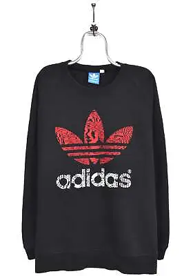 Vintage Adidas Sweatshirt Black Graphic Crewneck - AU XL • $45