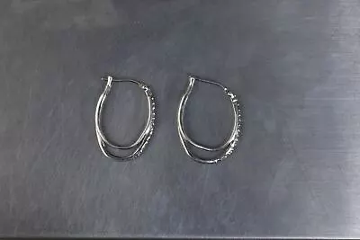 CrazieM Sterling 925 Silver Vintage Southwestern Estate Hoop Earrings 3.2g X27 • $2.25