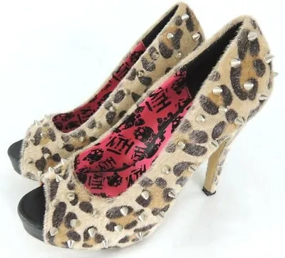 Abbey Dawn Women's Shoes Size 7 Faux Leopard Print Spikes Platform Peep Toe  • $16.99