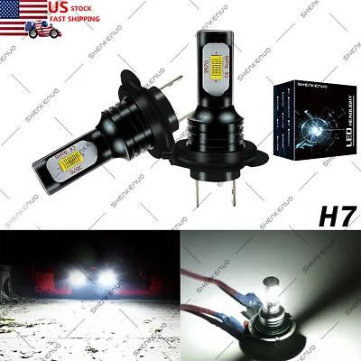 White H7 LED Headlight Bulb Kit High Low Beam Fog Lamp 80W 6000K Bulbs US • $16