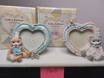 Enesco Calico Kittens 1993 Mini Photo Frame 623652 Set Of 2 Boy/Girl • $40