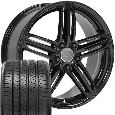 18x8 Black 58840 Rims & Tires SET Fits Audi Volkswagen RS6 Style Wheels ET45 • $1163