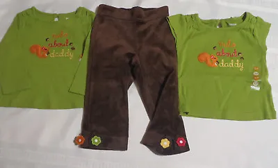 GYMBOREE Girls 12-18 Month Fall For Autumn Shirts Brown Velour Pant Outfit NWT • $45