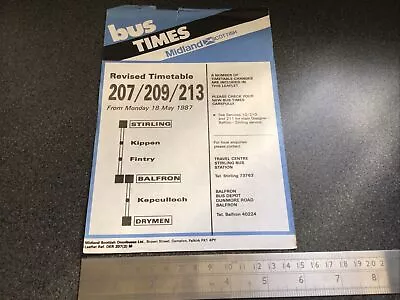 £5 • Buy Midland Scottish Bus Group Route 207 209 213 Timetable May 1987 Balfron Drymen