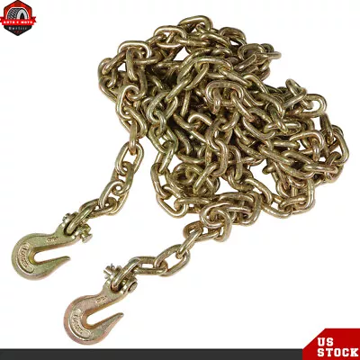 Unused 3/8  20' G70  Truck Tow Chain Tie Down Binder With Grade 70 Hooks • $51.97