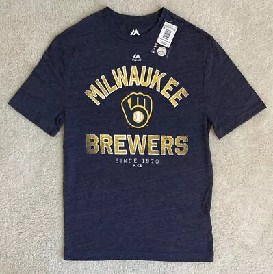 MLB Milwaukee Brewers Men's Short Sleeve Tri-Blend T-Shirt Size S • $14.99
