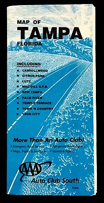 2000 Tampa Florida Vintage AAA Club South Travel Map Brochure Lutz Mac Dill AFB • $13.50