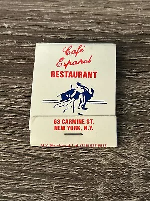 VINTAGE  CAFE ESPANOL RESTAURANT  CARMINE STREET  NYC Full Matchbook • $4.99