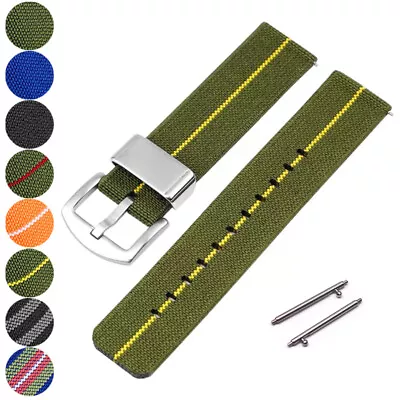 18 20 22 24mm Fast Release Elastic Weave Nylon Canvas Bracelet  Watch Band Strap • $9.99