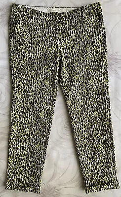 J.Crew Cafe Capri Pants Sz 4 Abstract Leopard Print Green Purple Beige 32.5 X 26 • $21.60