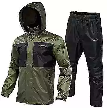  Waterproof Fishing Rain Suit For Men (Rain Gear Jacket & Trouser Large Green • $80.74