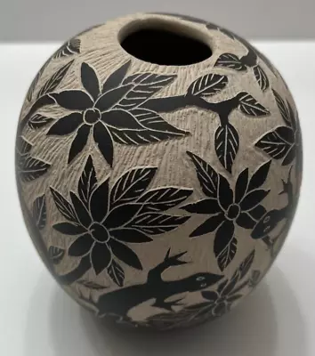 Mata Ortiz Pottery Seed Pot Sara Corona Renteria Iguana Lizard Art Sgraffito • $60