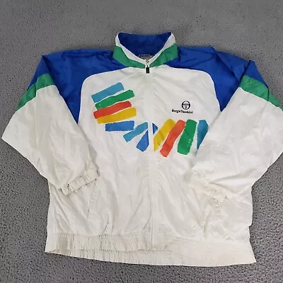 VINTAGE Sergio Tacchini Jacket Mens Extra Large White Jumper Italy Track Jacket • $14