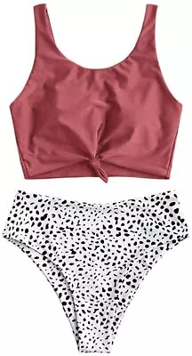 ZAFUL Women's High Waisted Bikini Scoop Neck Swimsuit Two Pieces Bathing Suit • $88.12