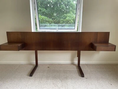 £159 • Buy Mid Century Teak Headboard & Bedside Tables Retro Bed Side Drawers 50s 60s
