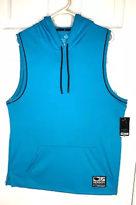 New Xersion Training Shirt W/Hoodie & Pouch Sleeveless Blue Large • $24.95