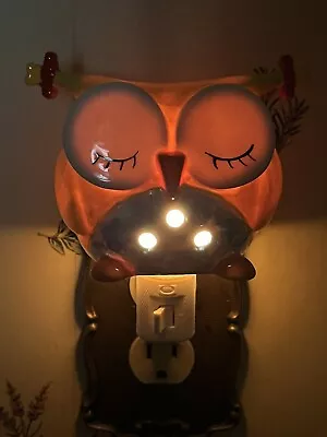 Ceramic Plug In Night Light Owl Bathroom Kids Room Yellow Girl Pig Tails & Bows • $19.99