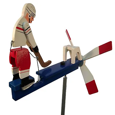 Hockey Player Whirligig Wind Spinner Handmade In USA • $117