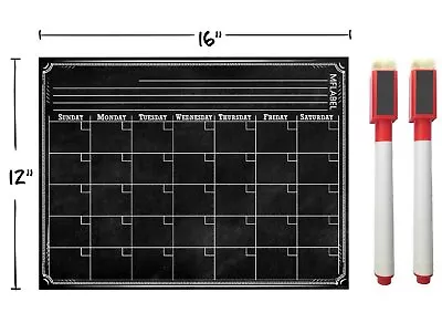 16  X 12  Weekly Dry Erase Magnetic Refrigerator Calendar Message Black Board • $9.99