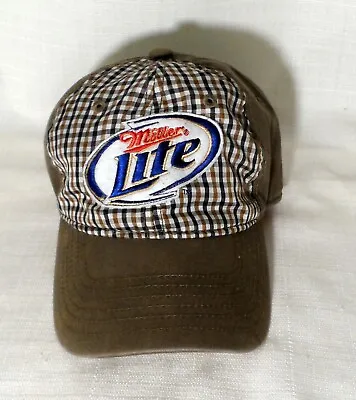 Miller Lite Beer Official 2008 Khaki Plaid Baseball Cap Hat Adult Adjustable • $9.95