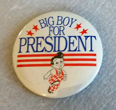 Vtg Bob's Big Boy For President Hamburger Restaurant Button Pin New NOS 1980s • $16.99