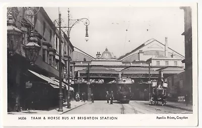 £4 • Buy  Tram & Horse Bus At Brighton Station RP PPC Pamlin No M536, Unposted