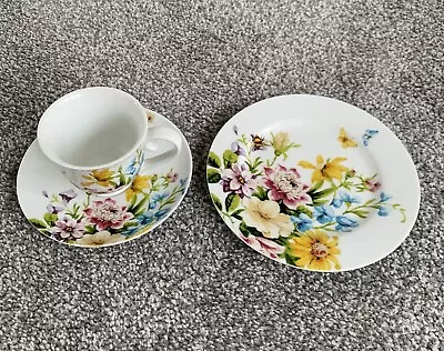 Katie Alice Trio Cup Saucer & Small Plate Summer Garden & Bee • £12